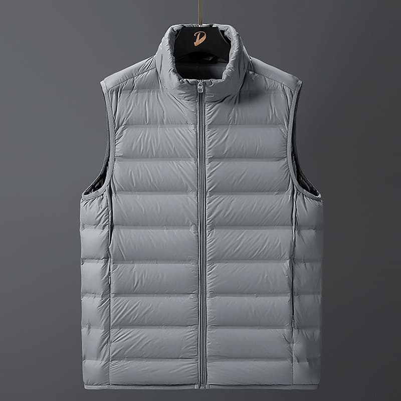 Para baixo colete masculino leve exterior Wear quente gola colete pato branco para baixo tamanho grande colete outono in