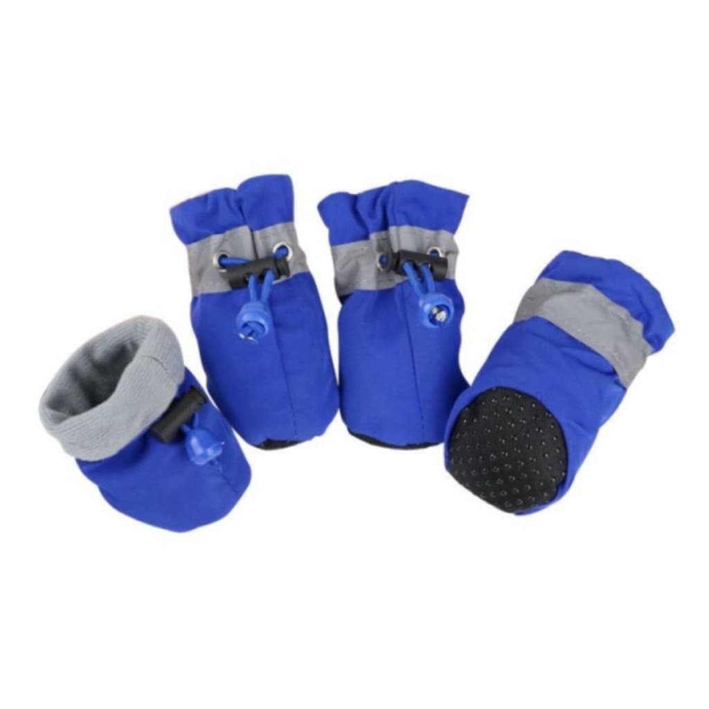 Bota Sapato de Cachorro Pet Tecido Botinha Impermeável Antiderrapante Azul Protetor de Pata 04 un