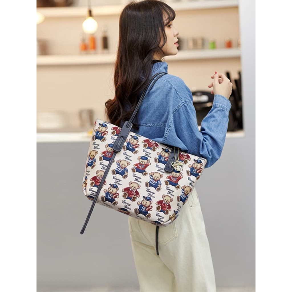Winnie the Pooh Bolsa de Ombro Bolsa de Grande Capacidade Desenhos Animados Winnie the Pooh Lona Senhoras Bolsa Classe B