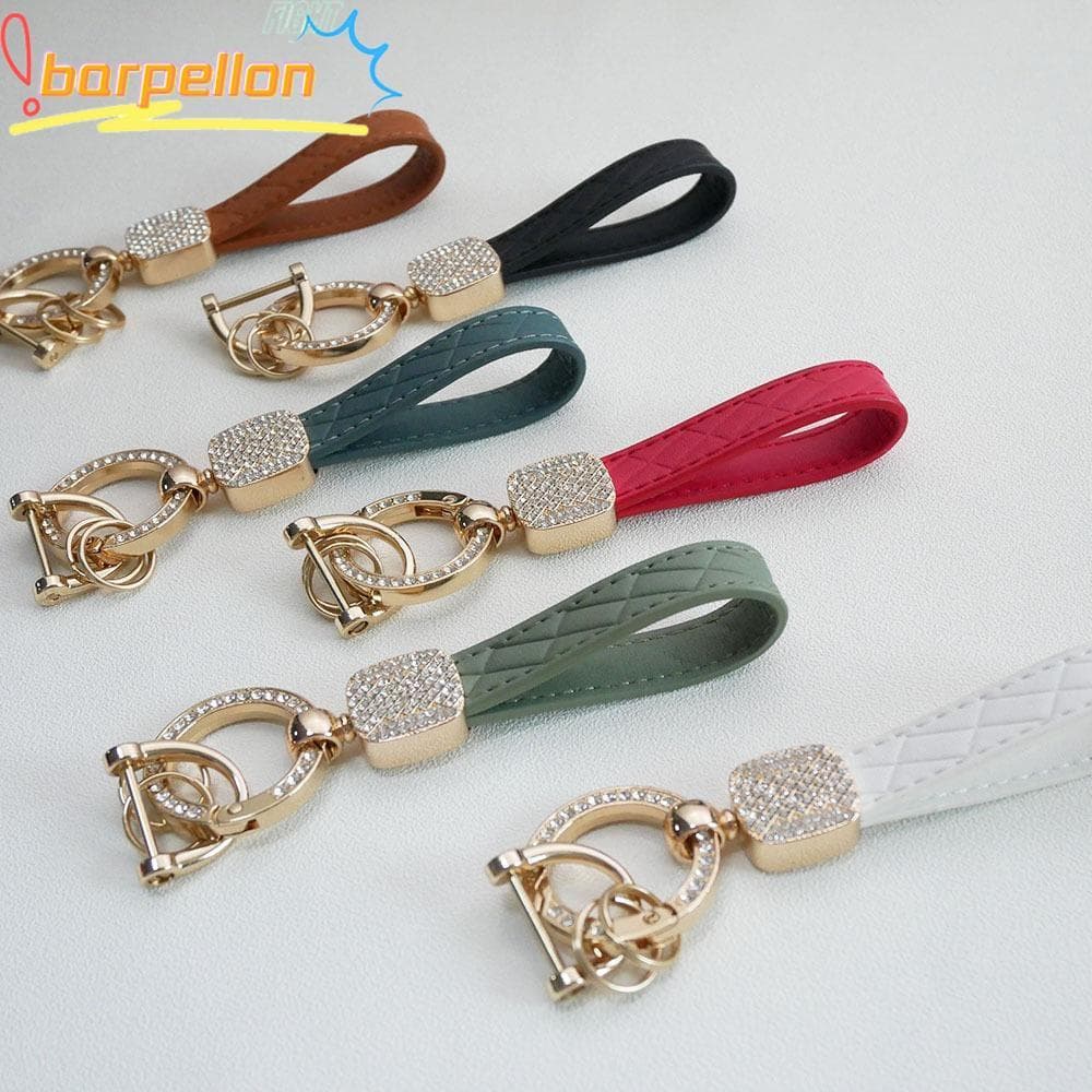 Chaveiro De Carro BARPELLON , Com Pingente De Cristal Brilhante De Couro PU , Porta-Chaves Xadrez Durável