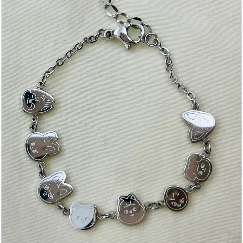 Pulseira de Liga Metálica com Personagem de Desenho Animado Fofo do Kpop Stray Kids, Joias de Moda Coreana