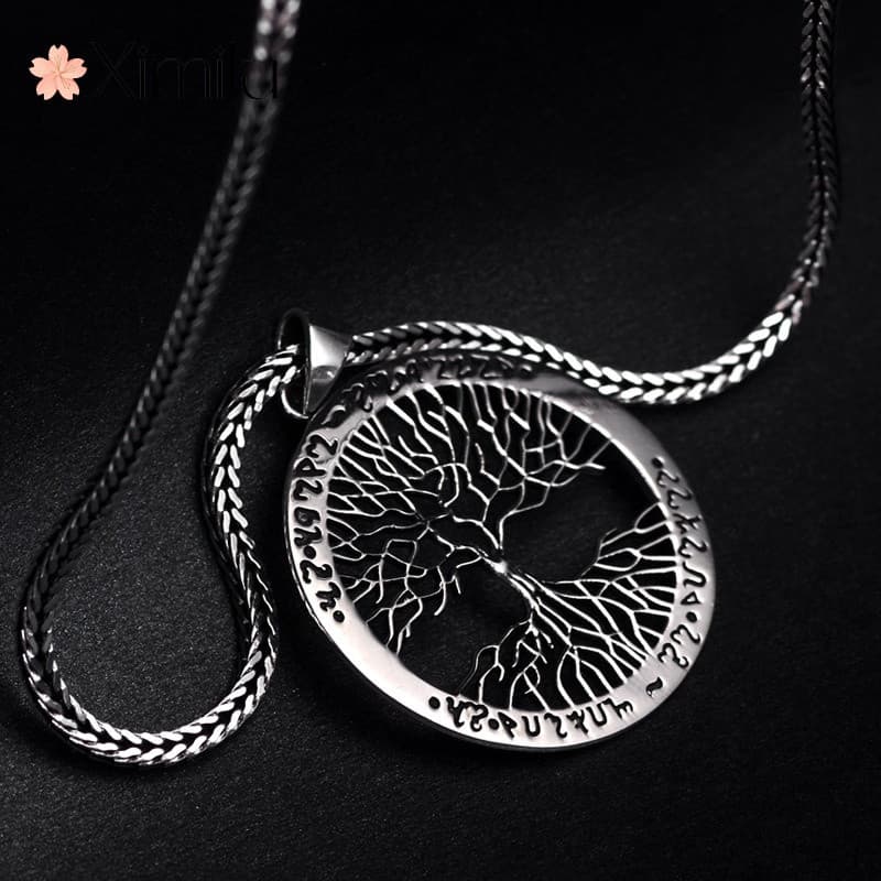 ❤ Original clássico árvore da vida pingente corda de couro preto colar de prata masculino jóias criativas