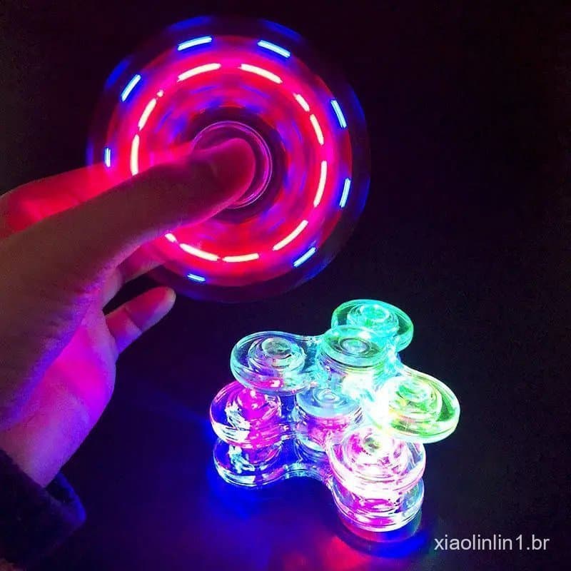 Giroscópio Transparente Fidget Spinner com Luz Colorida Alívio de Estresse Presente para o Dia das Crianças