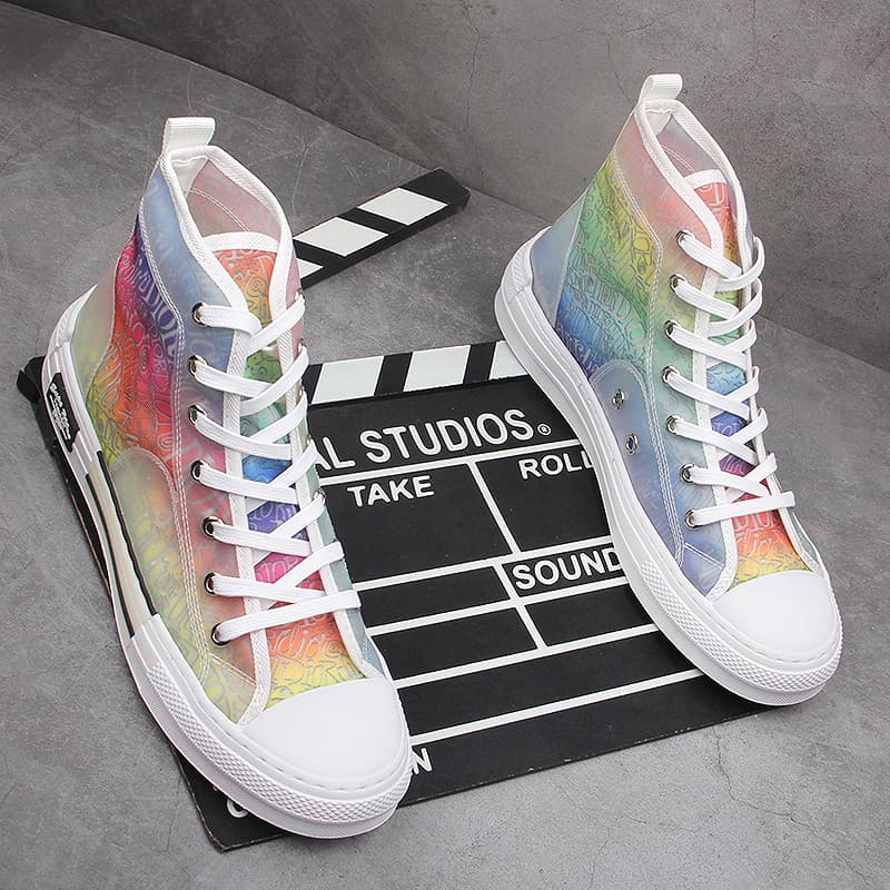 Sapatos masculinos primavera respirável 2026 novo estilo cor sapatos de lona de alta qualidade masculino aumento interno