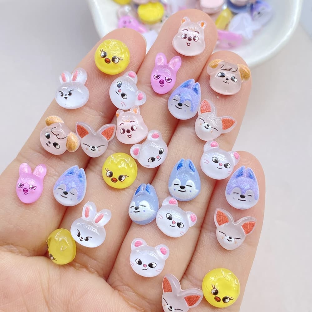 50 peças resina de Manicure mista Mini série Animal dos desenhos animados strass DIY artesanato Manicure decoração 3D jó