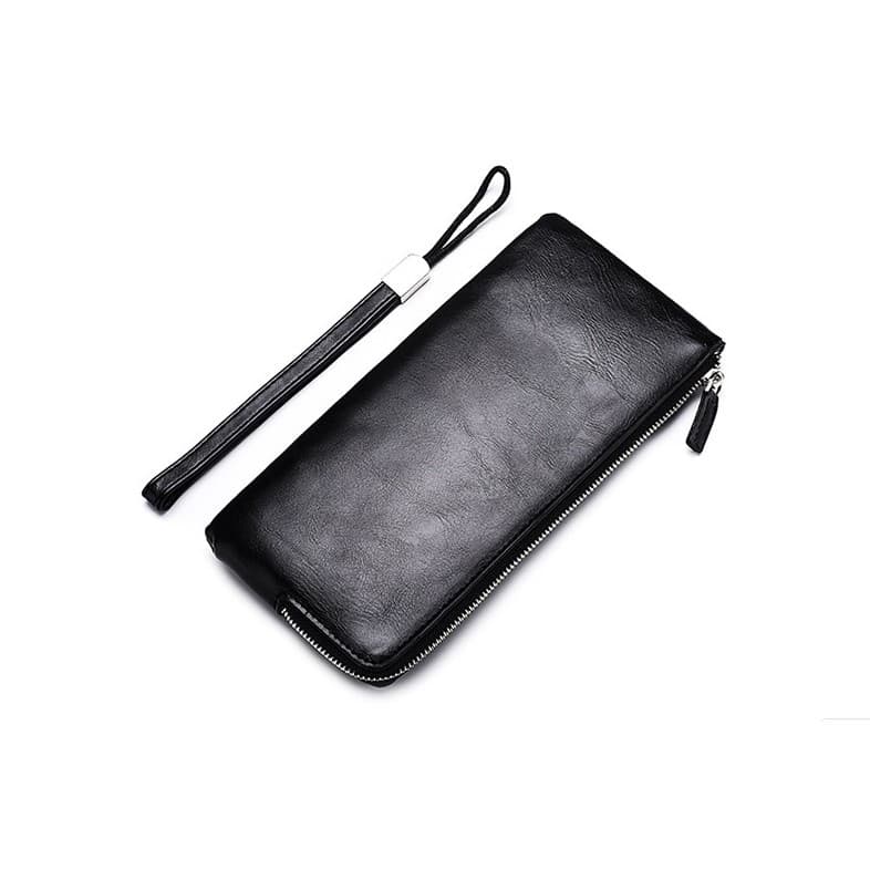 Uma peça envio novo estilo moda cera de óleo padrão embreagem carteira masculina longo zíper saco do telefone móvel cart