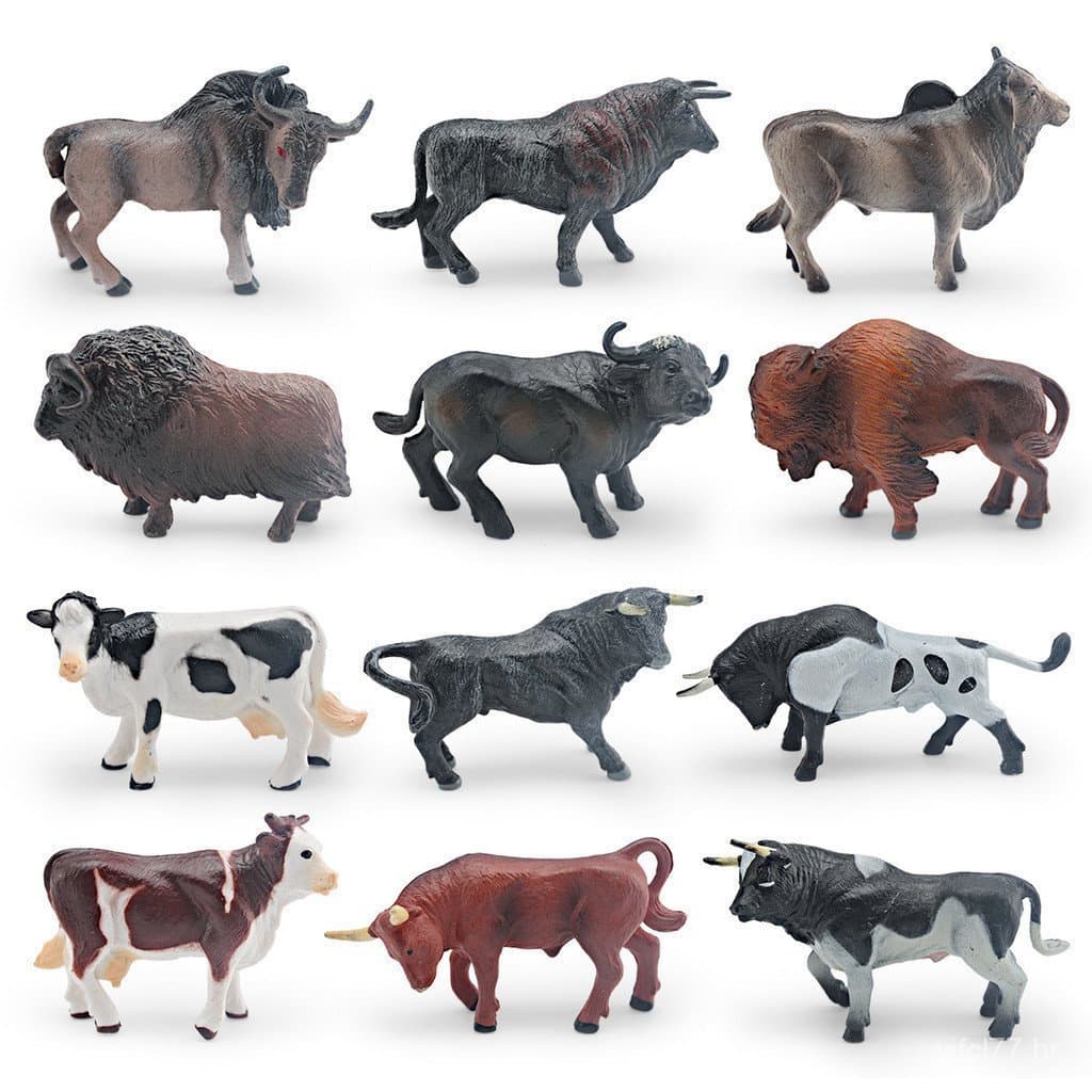 Modelos de animais: touro, búfalo, bisão, vaca - brinquedos educativos