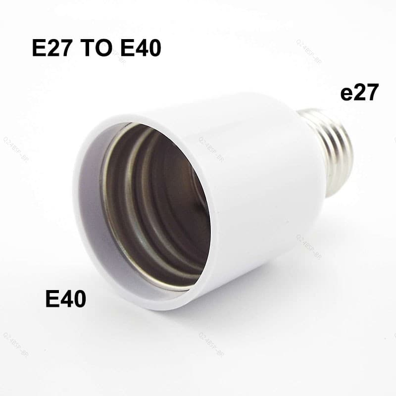 Branco E27 Macho Para E40 femlae Base Adaptador De Energia Titular Lâmpada LED Soquete CFL Luzes Halógenas Conversor BR2