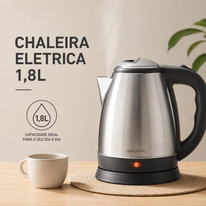 Chaleira Inox 1,8l Chaleira Elétrica Agratto Chaleira Inox Térmica Chaleira 127v Bule Jarra Chá