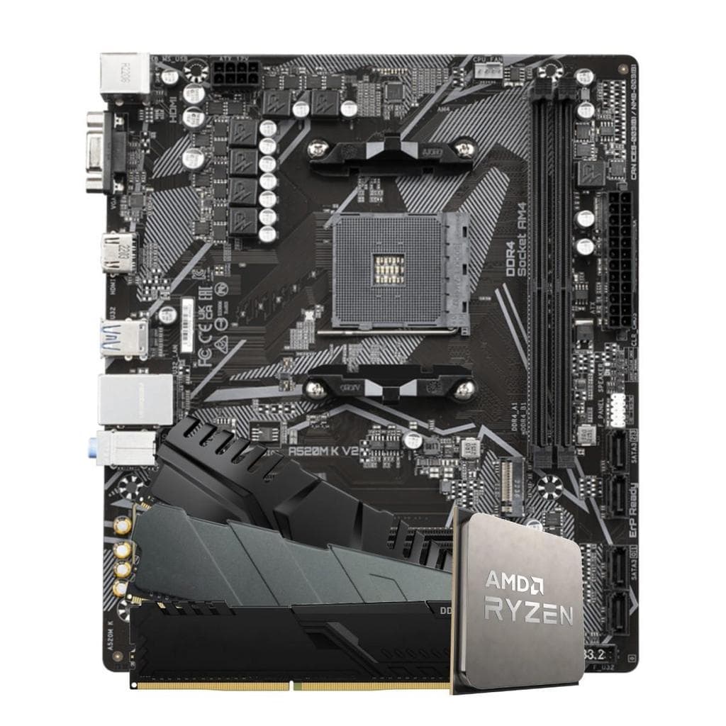 Kit Upgrade, AMD Ryzen 5 5600GT, Placa Mãe Chipset A520, 16GB DDR4, Cooler