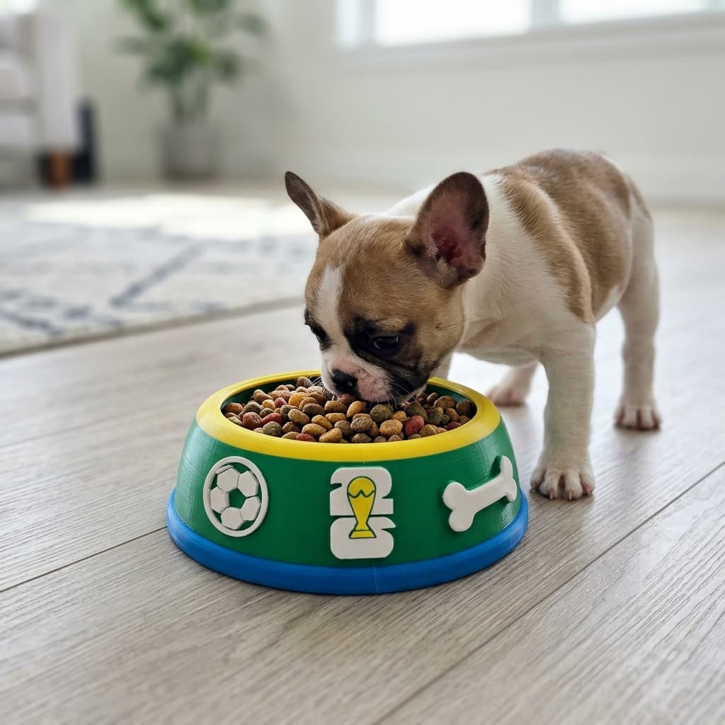 Comedouro Pet Copa 2026 Brasil | Pote de Ração Verde e Amarelo para Cachorros e Gatos | 18cm