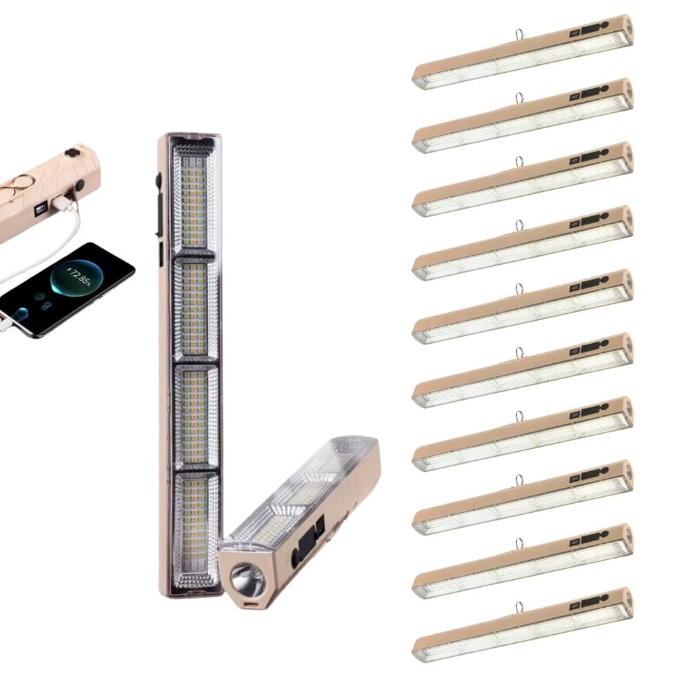 Kit 10 Emergência Luz Led Tubo 400w Emergência Camping Lampião Pesca Barraca Lanterna 41cm Luminoso Recarregável