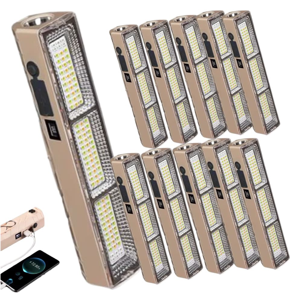 Kit 10 Emergência Luz Led Tubo 200w Emergência Camping Lampião Pesca Barraca Lanterna 22cm Luminoso Recarregável