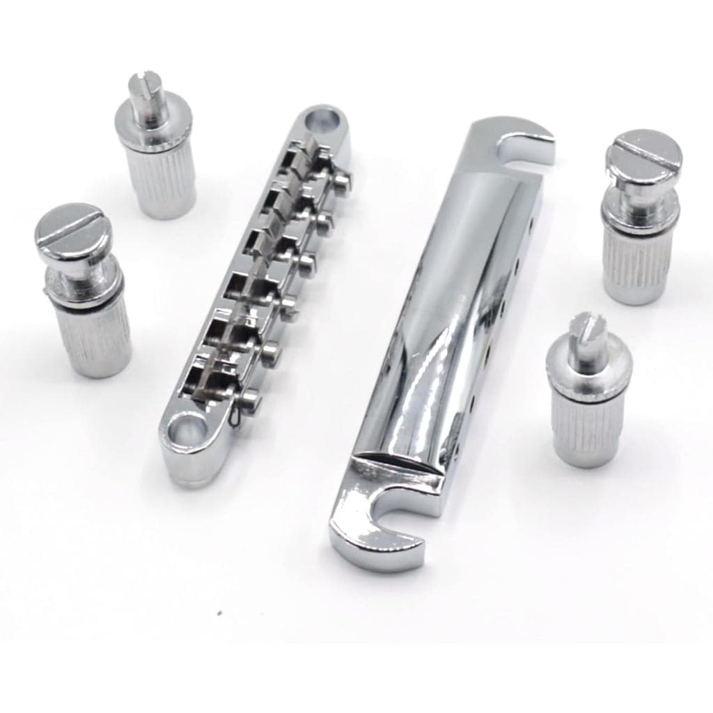 1 Conjunto de Ponte e Cordal Tune-O-Matic de Metal Prateado para Guitarra Elétrica, para Maior Estabilidade das Cordas,