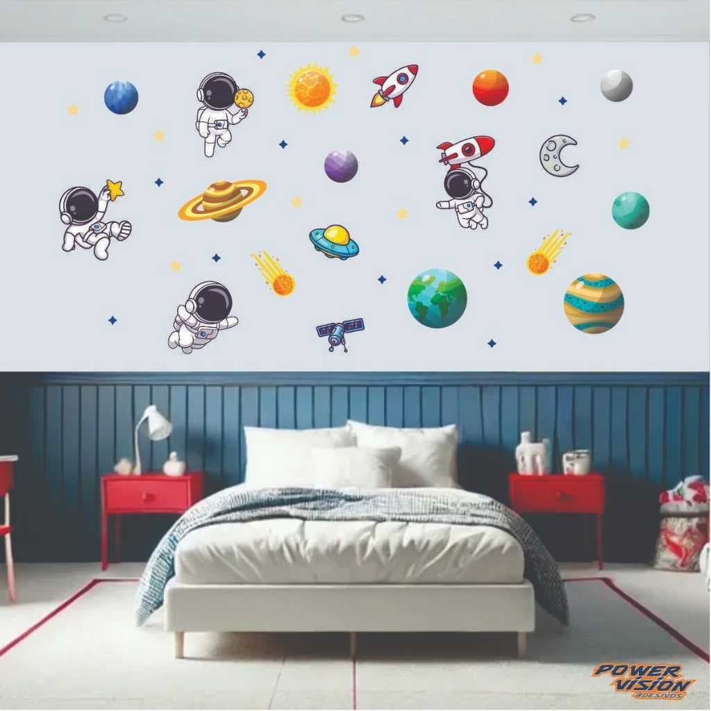 Adesivo de Parede Infantil Astronauta Estrelas Premium Decorativo
