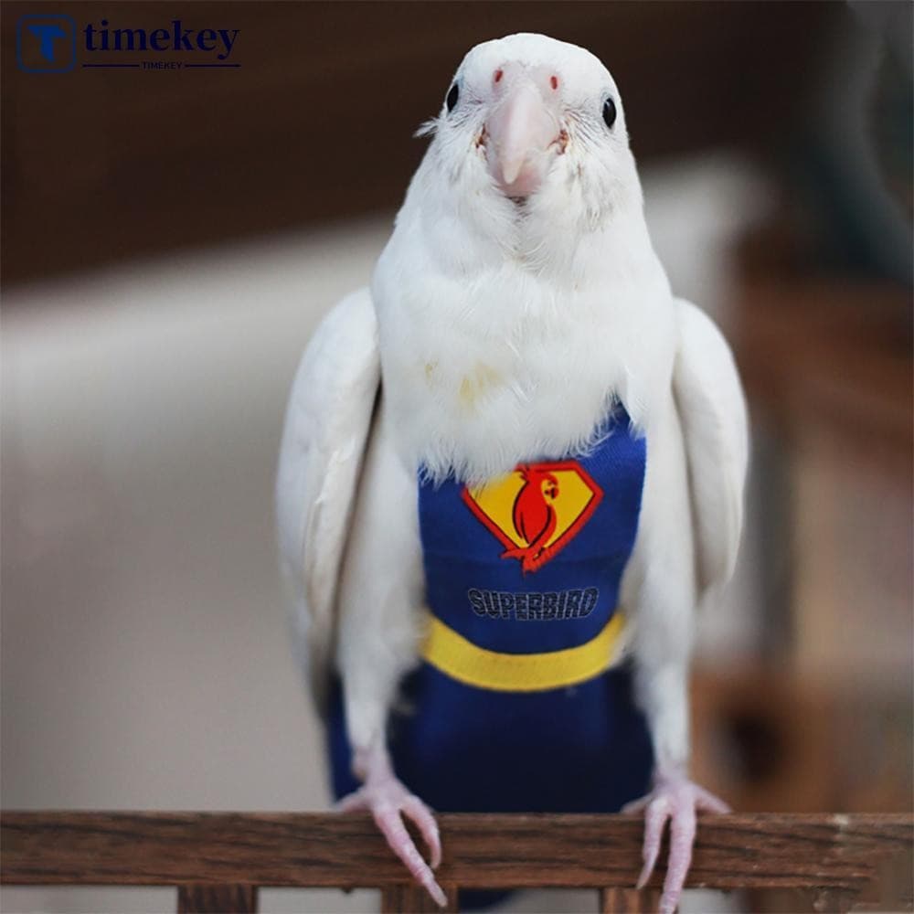 TIMEKEY Super Herói Papagaio Fralda Terno De Vôo Roupas Periquito Pombo Médio Grande Pássaro De Estimação E2O2