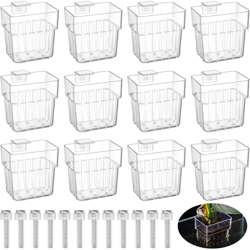 Conjunto de 12 Suportes Transparentes para Plantas de Aquário com Gancho, Suporte para Plantas Aquáticas, Decoração de P