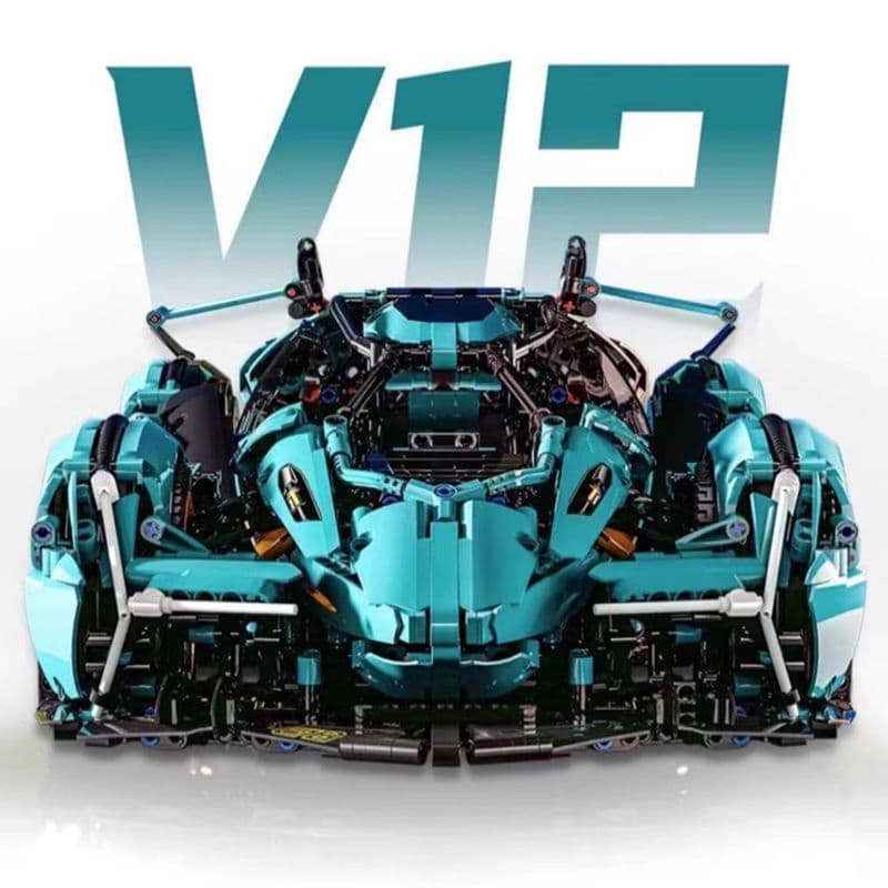 Carro de brinquedo Gini blocos de construção V12 modelo de carro esportivo menino aniversário 2025 novo compatível Lego