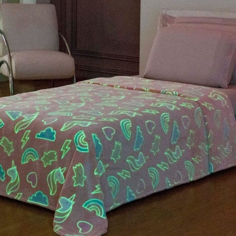 Cobertor Manta Luminosa  Infantil Que Brilha no Escuro - Unicórnio