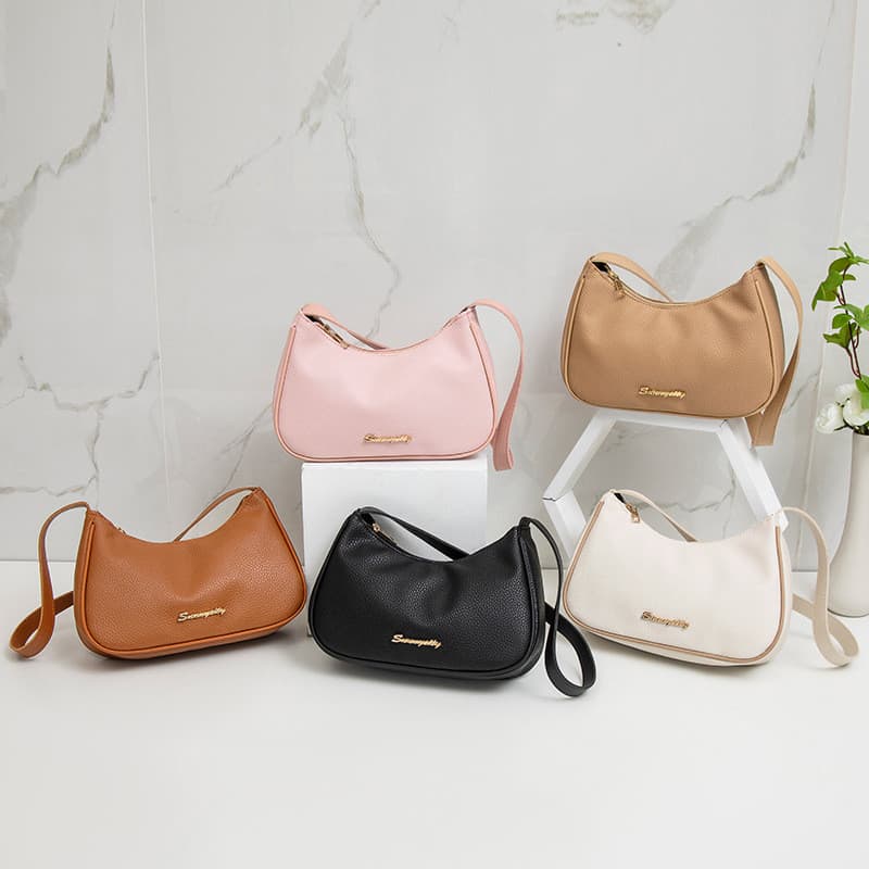 2026 couro macio lichia padrão axilas saco sacos simples Casual feminino bolsa bolsa de ombro