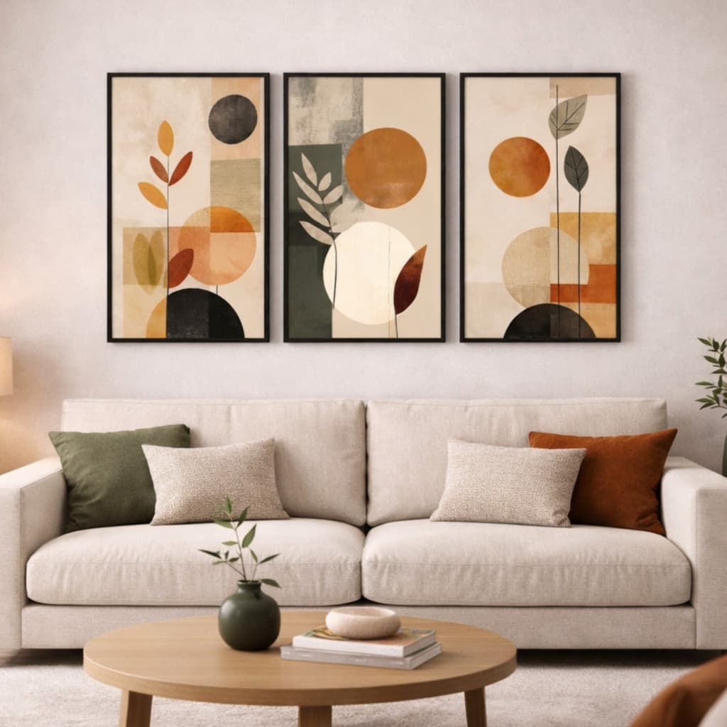 Kiit 3 Quadros Decorativos 50x70 cm Para Sala Gigante Ampla