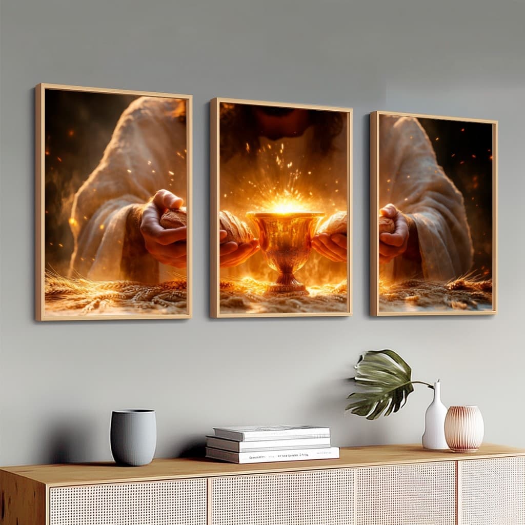 Quadros Modernos Grande Luxuoso Moldura 50X70 cm Jesus Santa Ceia Quarto Sala
