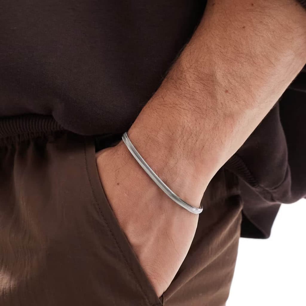 Pulseira Masculina Otis Elo Lacraia em Aço Inox Prateada