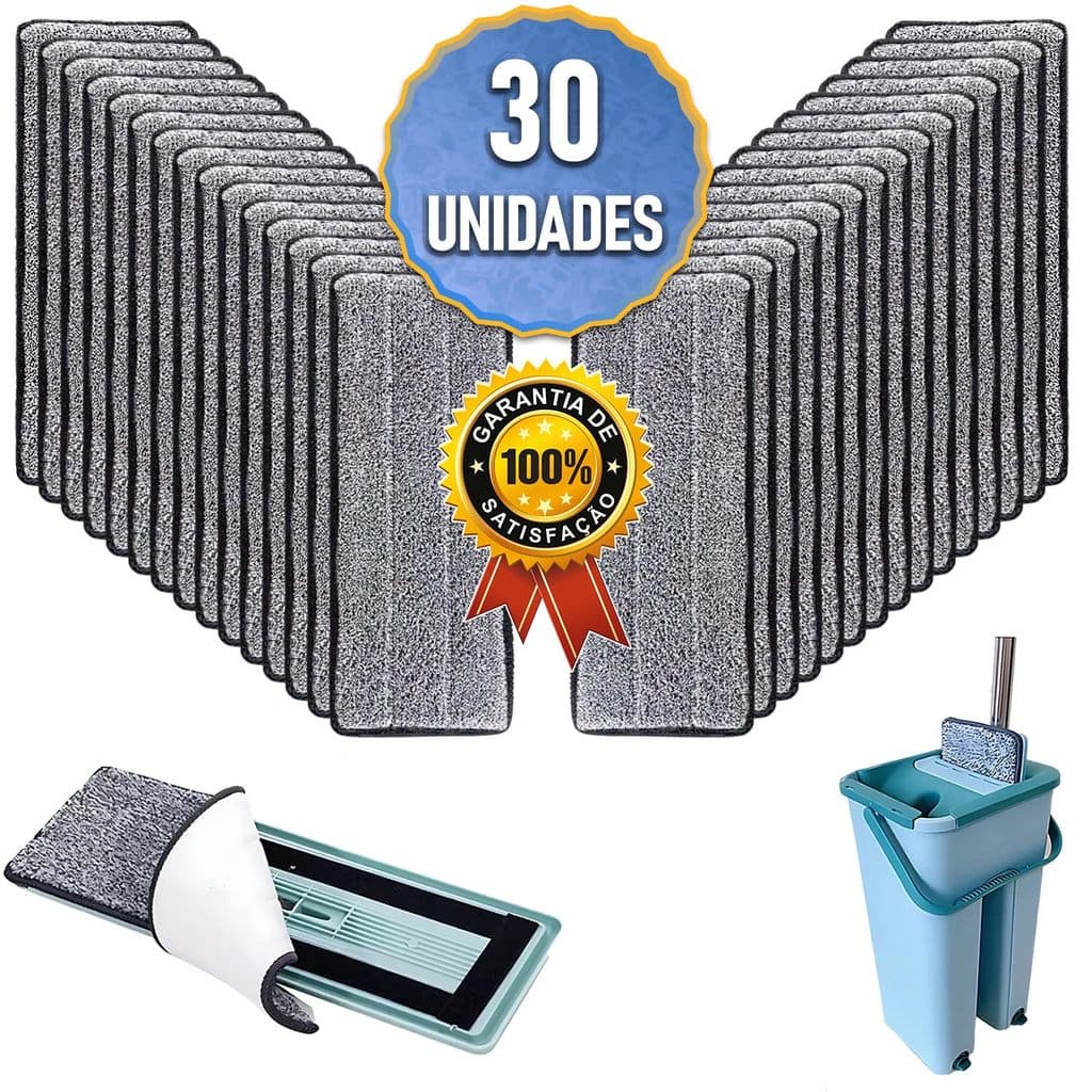 Kit Refil Flat Mop Rodo Esfregão Lava Seca Conjunto Microfibra Limpa Seca - 10 - 20 - 30 Unidades