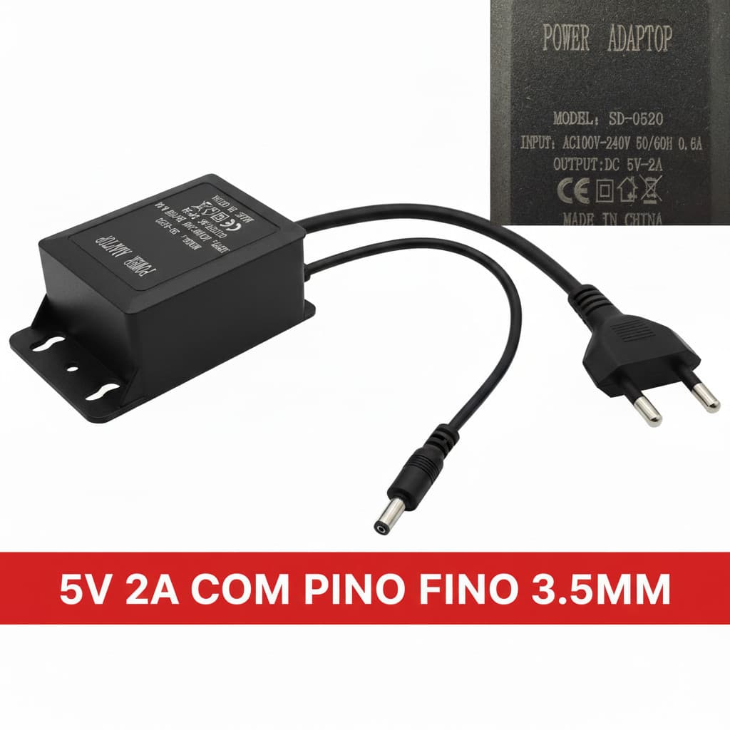 Fonte Carregador 5v 2a 3.5mm X 1.35mm Bivolt 110/220v