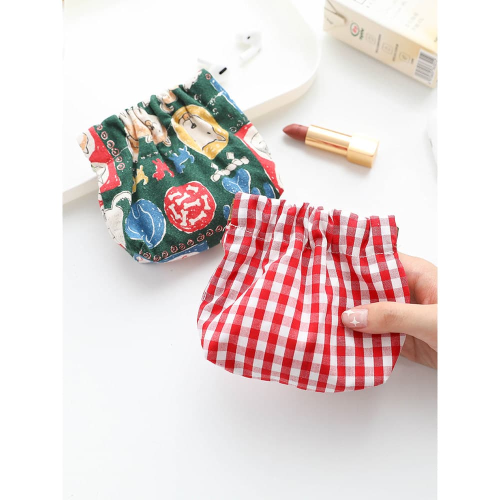 Boa aparência japonês Retro boca bolsa de moedas de ouro feminino estudante tecido pequeno saco ins saco de cartão lona