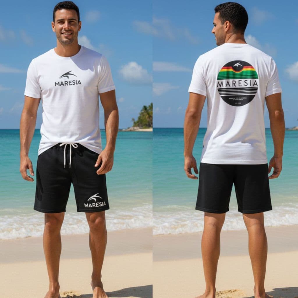 Conjunto Maresia Masculino Confortável - Camiseta Algodão + Bermuda Preta Moletom
