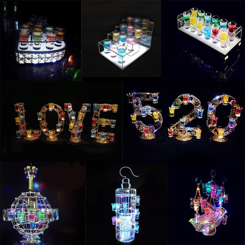 Suporte de vidro de bala luminosa suporte de vidro de Cocktail Base luminosa B52 suporte de vidro de bala luminoso supor
