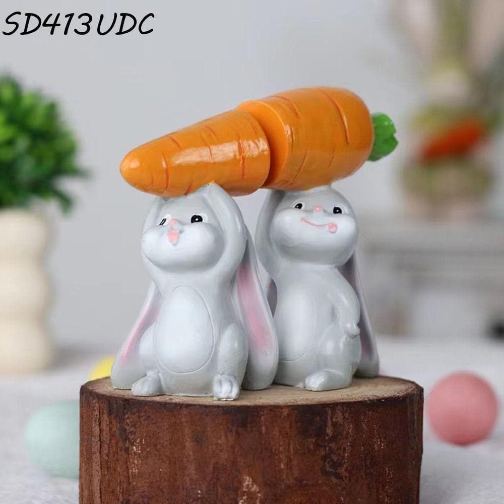 SUNDANCE 2 Pçs/Set Bonito Estatueta De Coelhinho Da Páscoa , Simulação Pintada À Mão Coelho Resina Decoração De