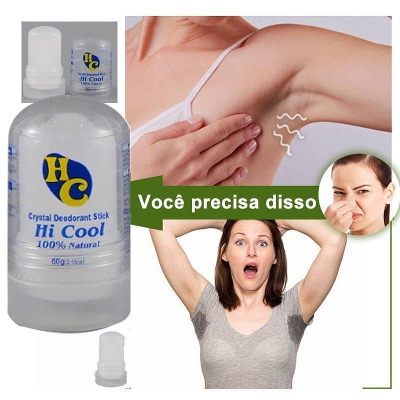 Desodorante Natural Pedra Sal Cristal 60g Unisex Hi Cool