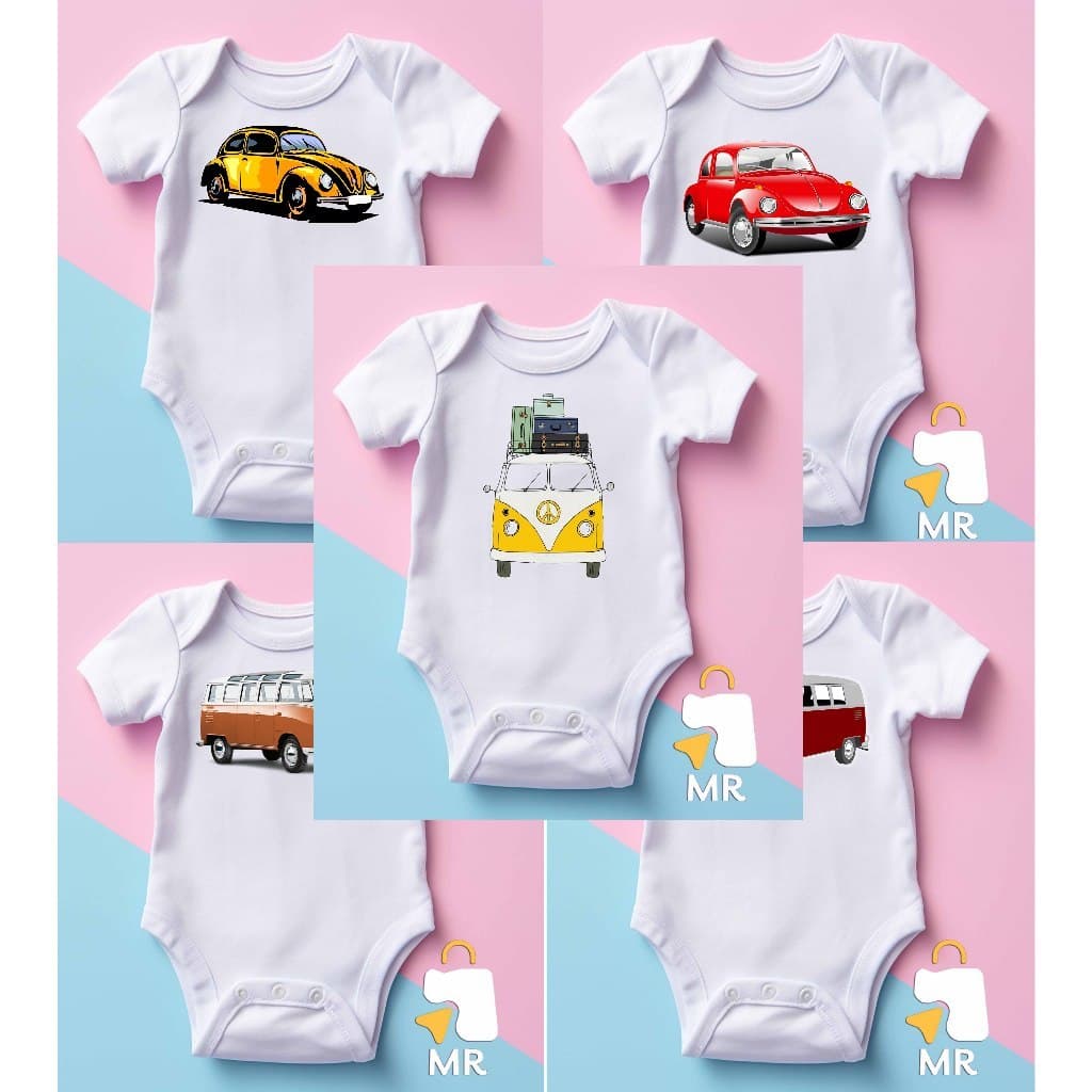 Body infantil FUSCA KOMBI | Presente criativo para Bebê Preço baixo