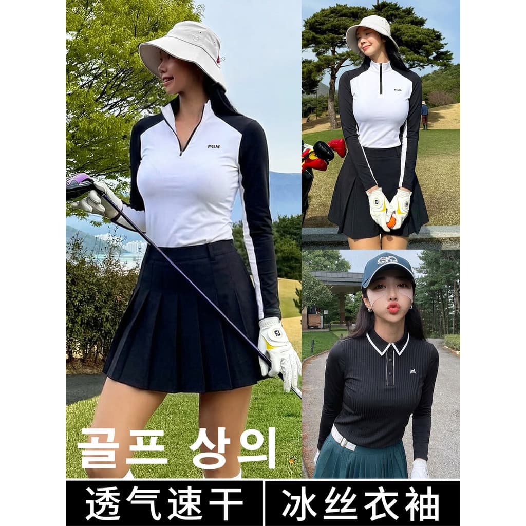 PGM2026 novo estilo de golfe feminino topo verão manga comprida camiseta roupas senhoras calças polo roupas terno