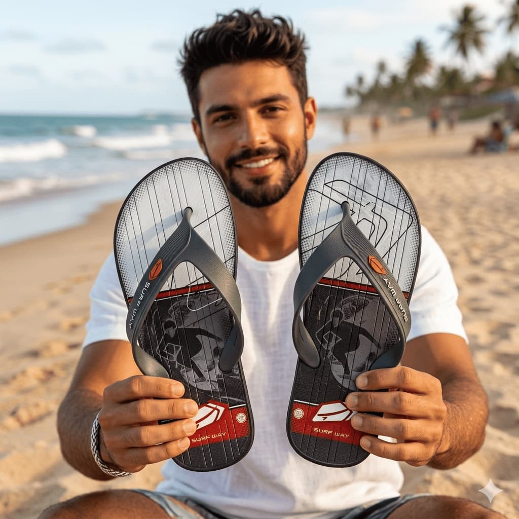 Chinelo Surf Way Deck Malibu Masculino Confortavél Ultra Macio Leve Moderno Estiloso Antiderrapante