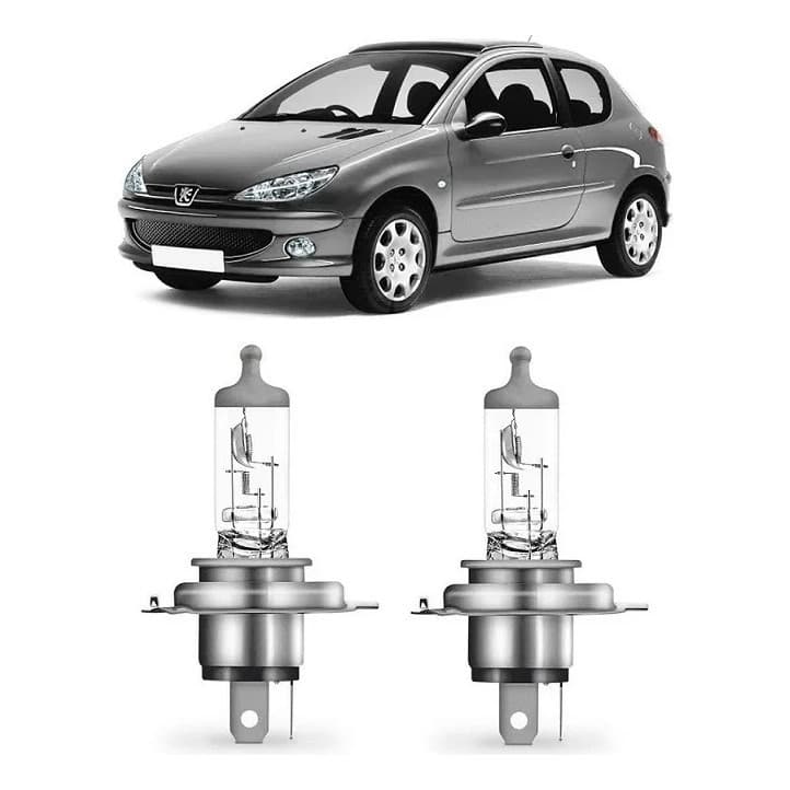 Par Lampada Farol Principal Peugeot 206 2004 A 2011 H4