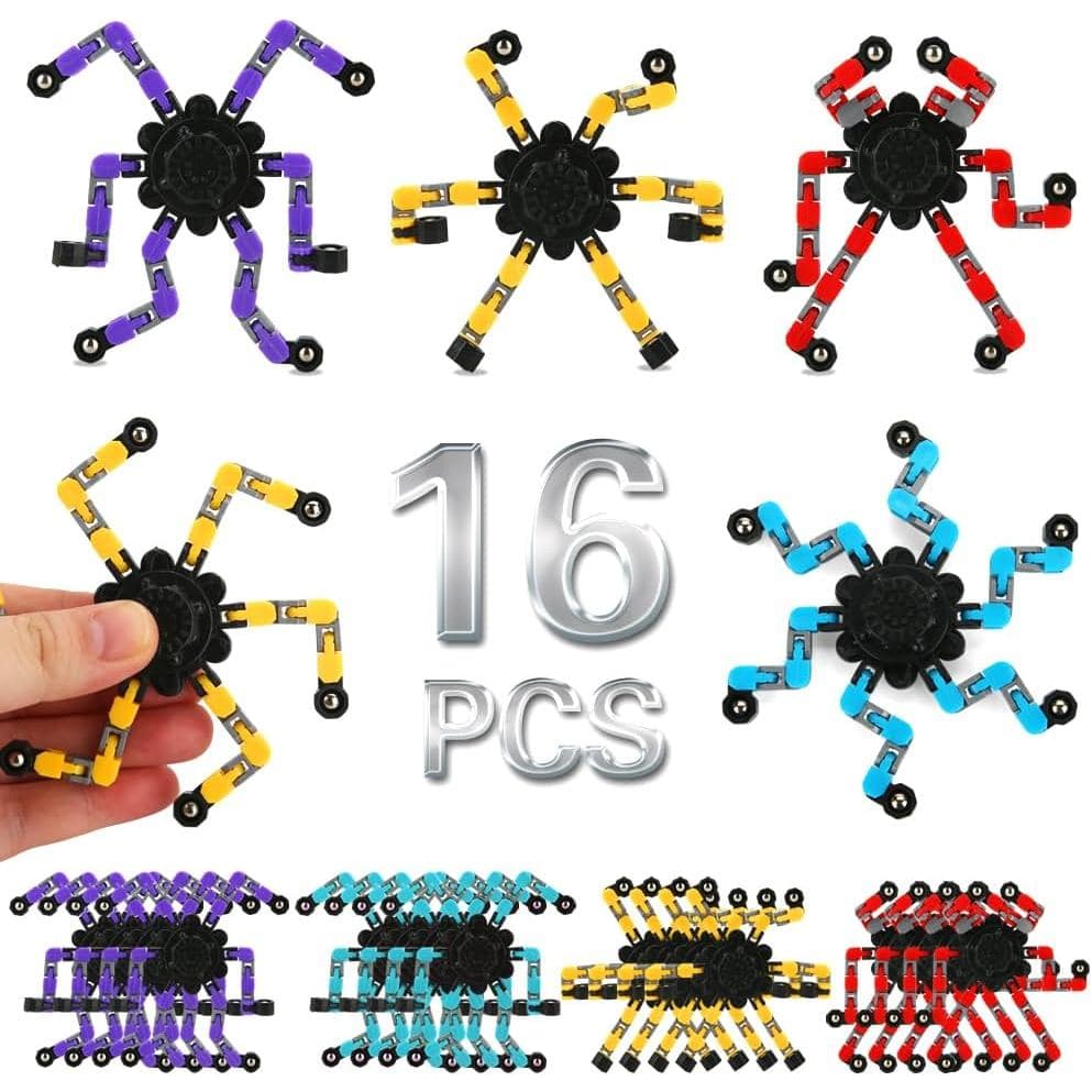 16 Peças de Fidget Spinners Deformáveis para Alívio de Estresse, Brinquedo Sensorial, Spinner Robô, Brinquedo Mecânico D