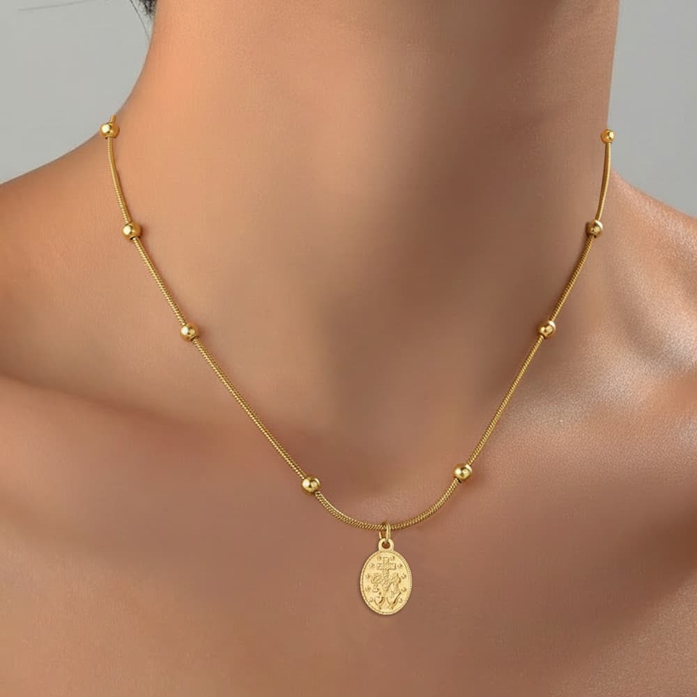 Aço Inoxidável Minimalista Geométrico Pingente Colar Nicho Design Moda Feminina Vintage Commuter Corrente Jóias