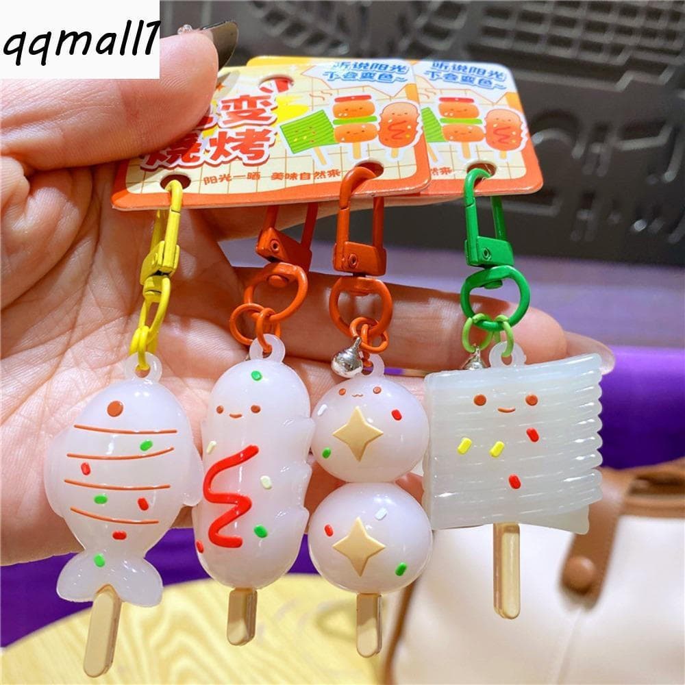 QQMALL1 Pingente De Pato Assado , Chaveiro Engraçado Que Muda De Cor Em PVC De Espetos De Churrasco De Desenho Animado