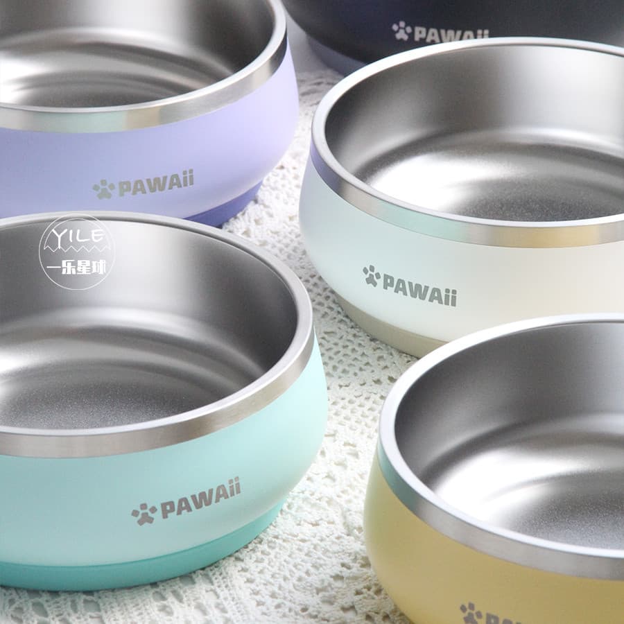 Pawaii Yipa Tigela para cães Tigela de aço inoxidável de alto valor Anti-derrubamento Cão Antiderrapante Grande Tigela p