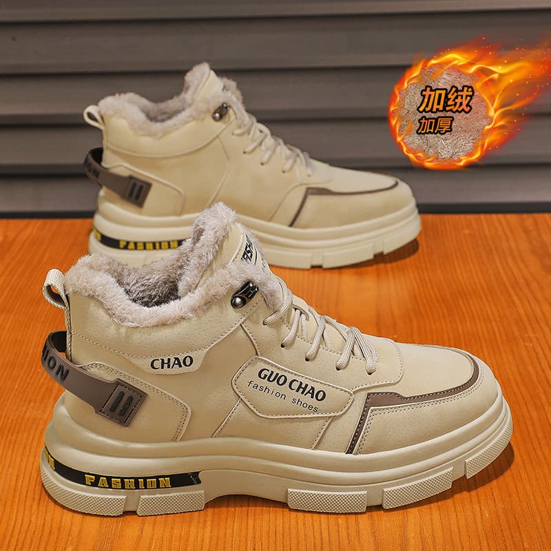 Botas de neve extremamente frias masculinas forro de lã de inverno engrossado pele quente botas de algodão integradas im