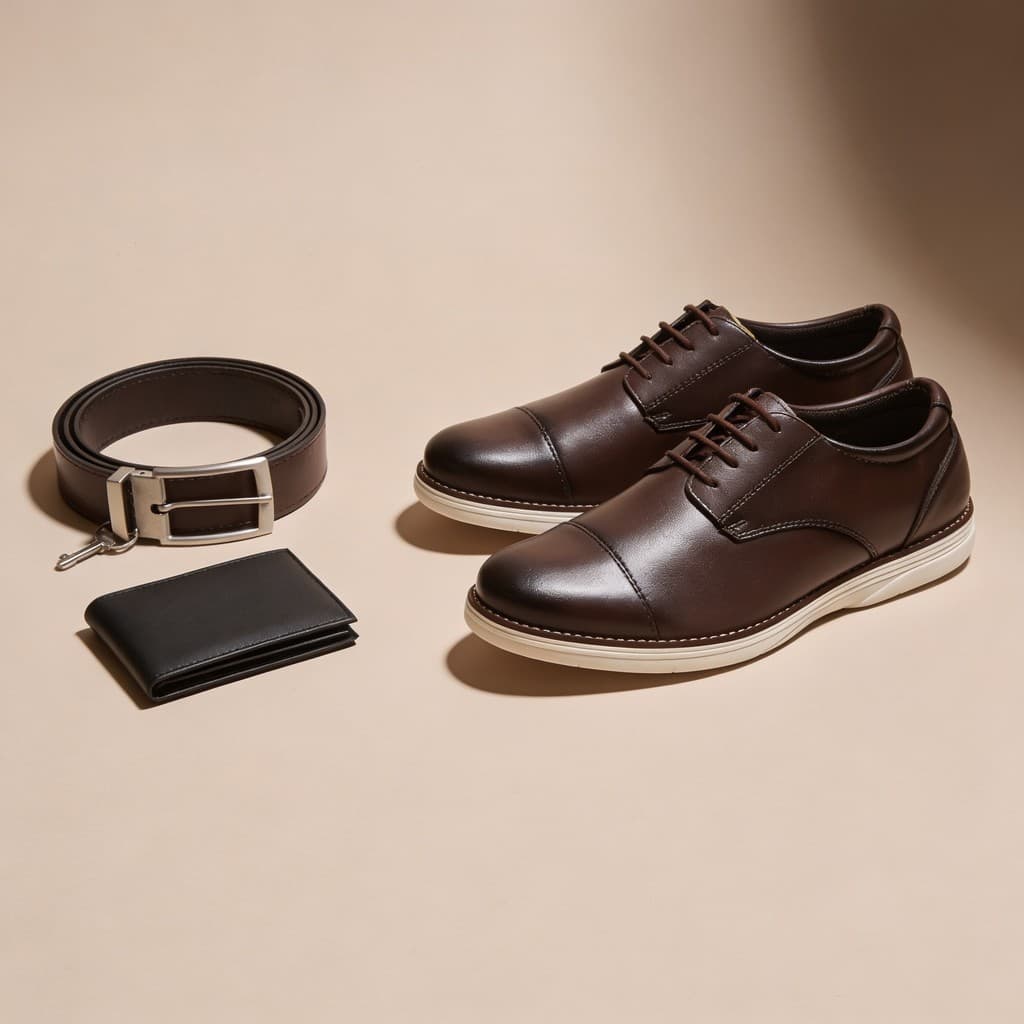 Kit Sapato Oxford Masculino Cadarço Cinto Dupla Face Carteira