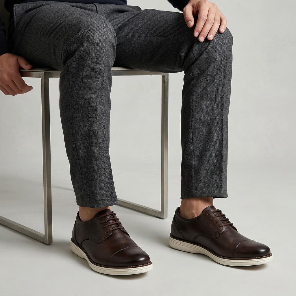 Sapato Oxford Masculino Cadarço Sola Borracha Confortável Giolo