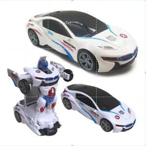 Carro Policia Transformers Vira Robô Musica Luzes Anda Som
