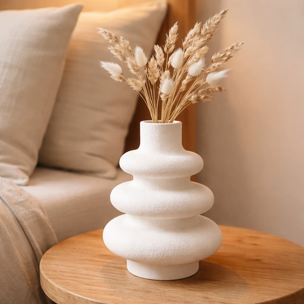 Vaso Ondulado Branco 20cm Design Moderno Elegante Luxo Wave