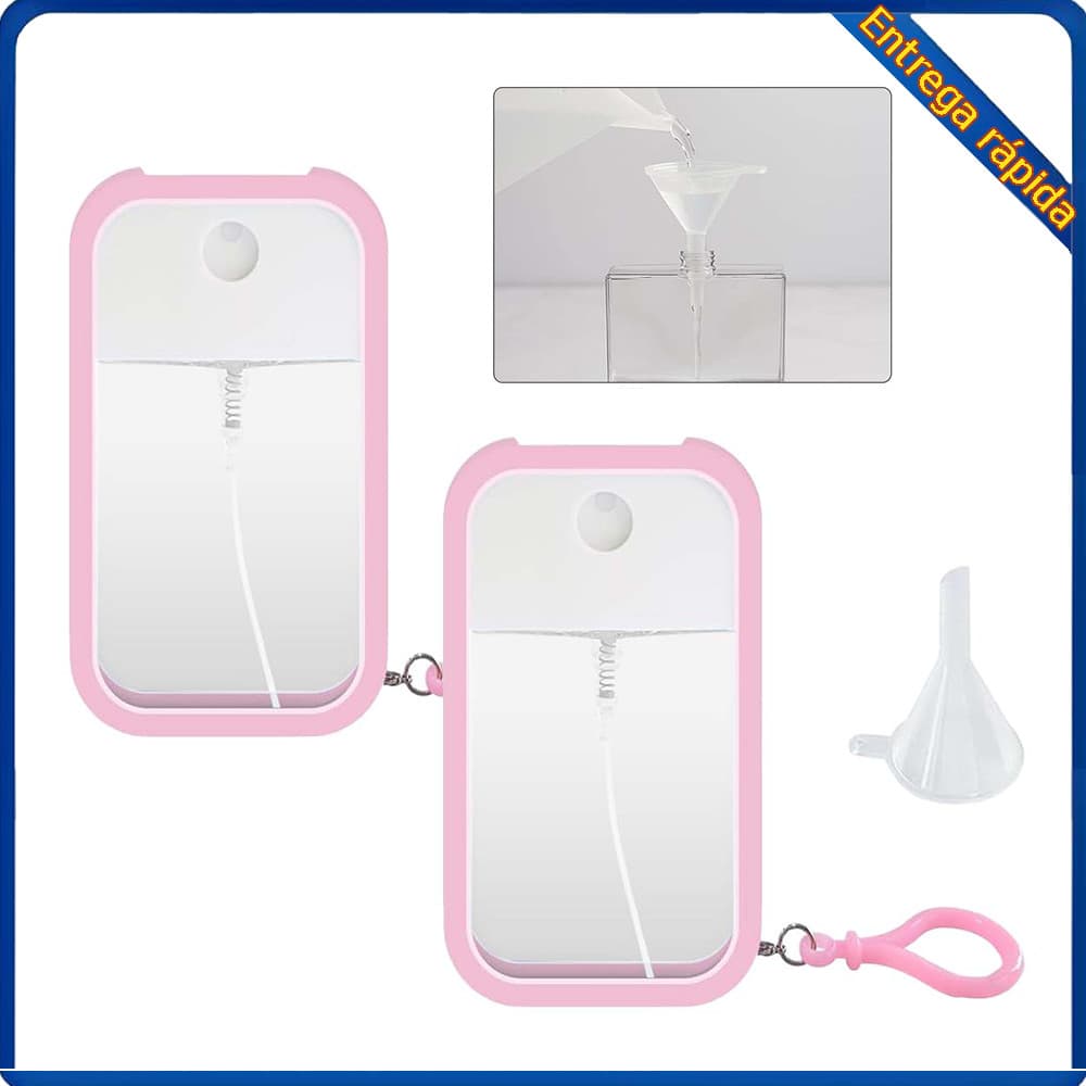 Frasco de Spray de cartão de 50ml (único 6 x 10.5 cm) plástico ABS rosa claro + Material de Silicone