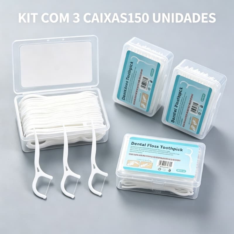 Fio Dental Palito 150 Unidades Não Machuca Gengiva Limpeza Interdental Profissional