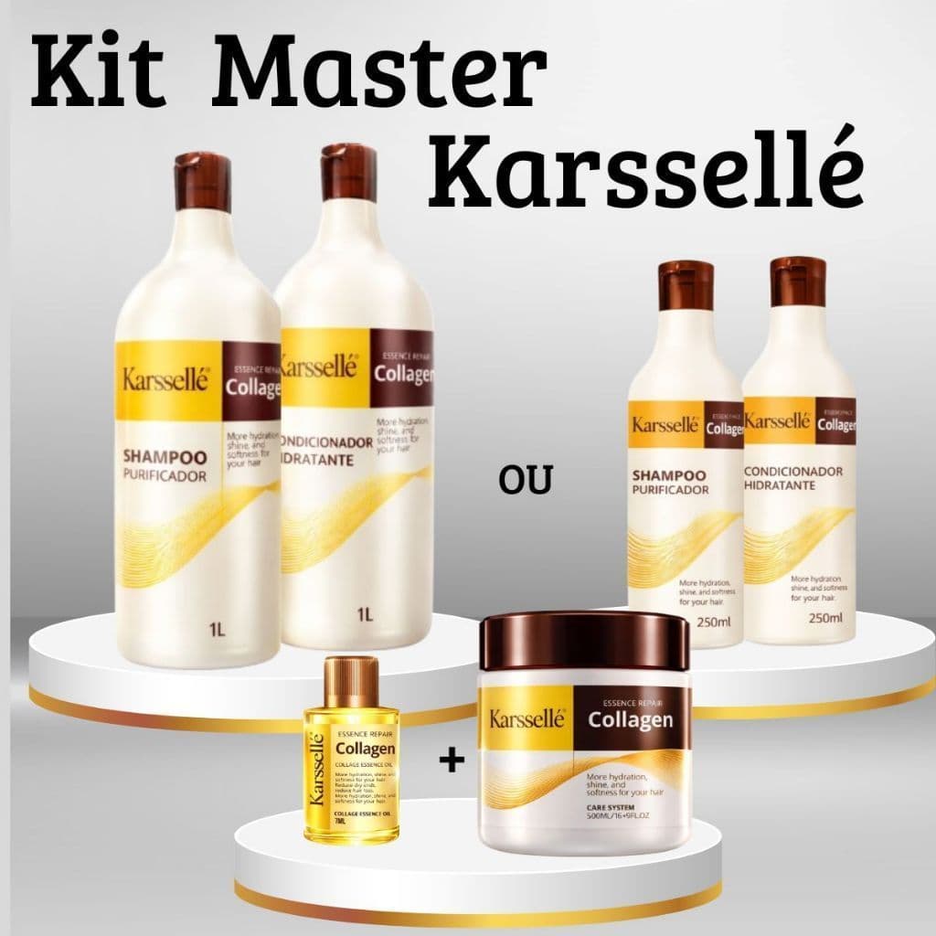 Karssellé Shampoo + Condicionador 1LT OU 250ml + Máscara 500g + Oleo 7ml